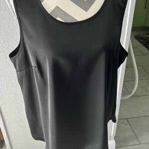 Anne Klein - Elegant Black Sleeveless Satin Top - Size XL